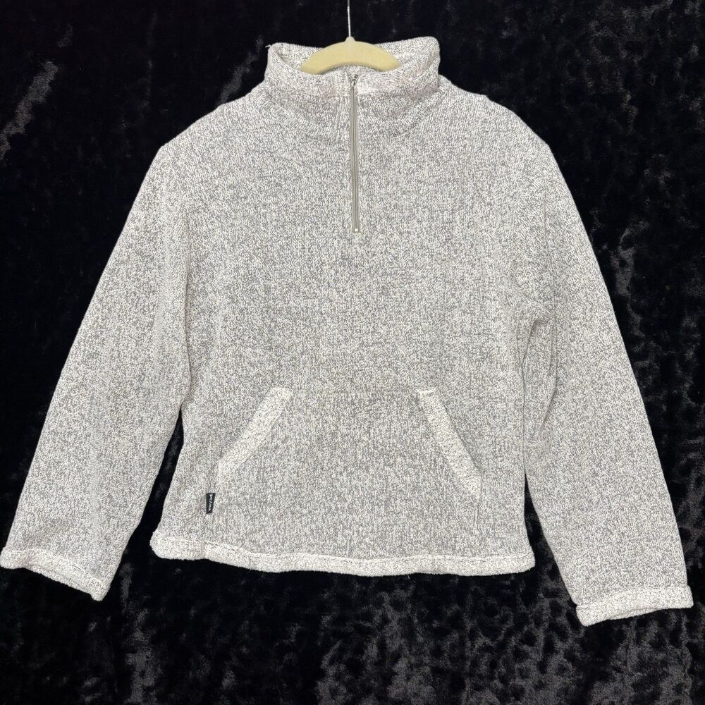 Prana Pullover Quarter Zip Gray Marled Knit Kangaroo Pocket Gorpcore Play Kids L